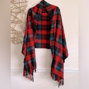Red and Green Tartan Plaid Flannel Oversized Blanket Scarf Wrap Shall